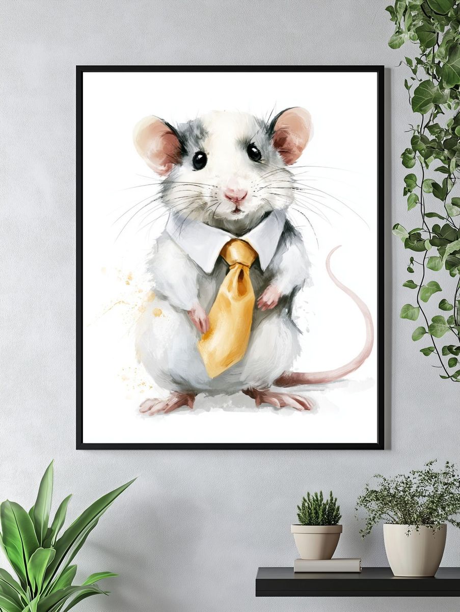 Business Mouse Illustration Poster. — room view 4