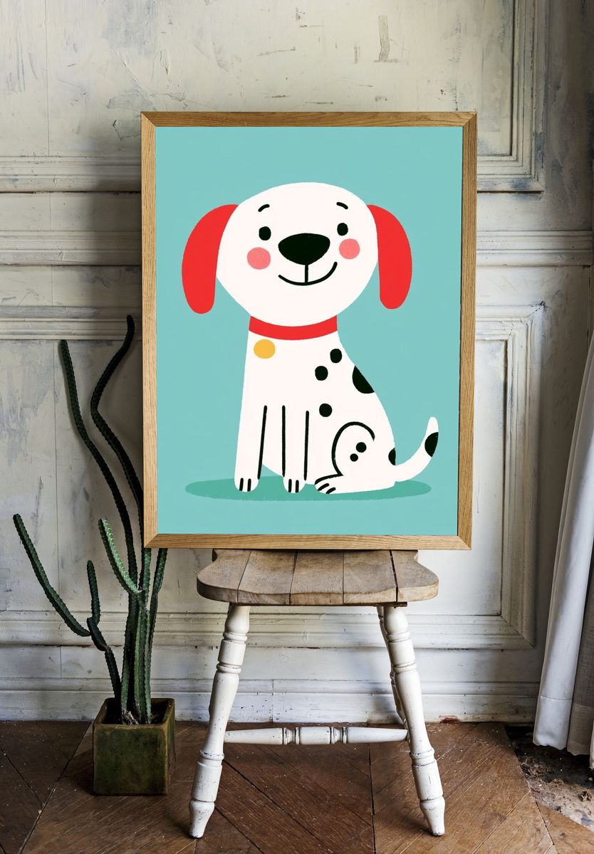 Dalmatian Puppy Illustration Poster. room preview