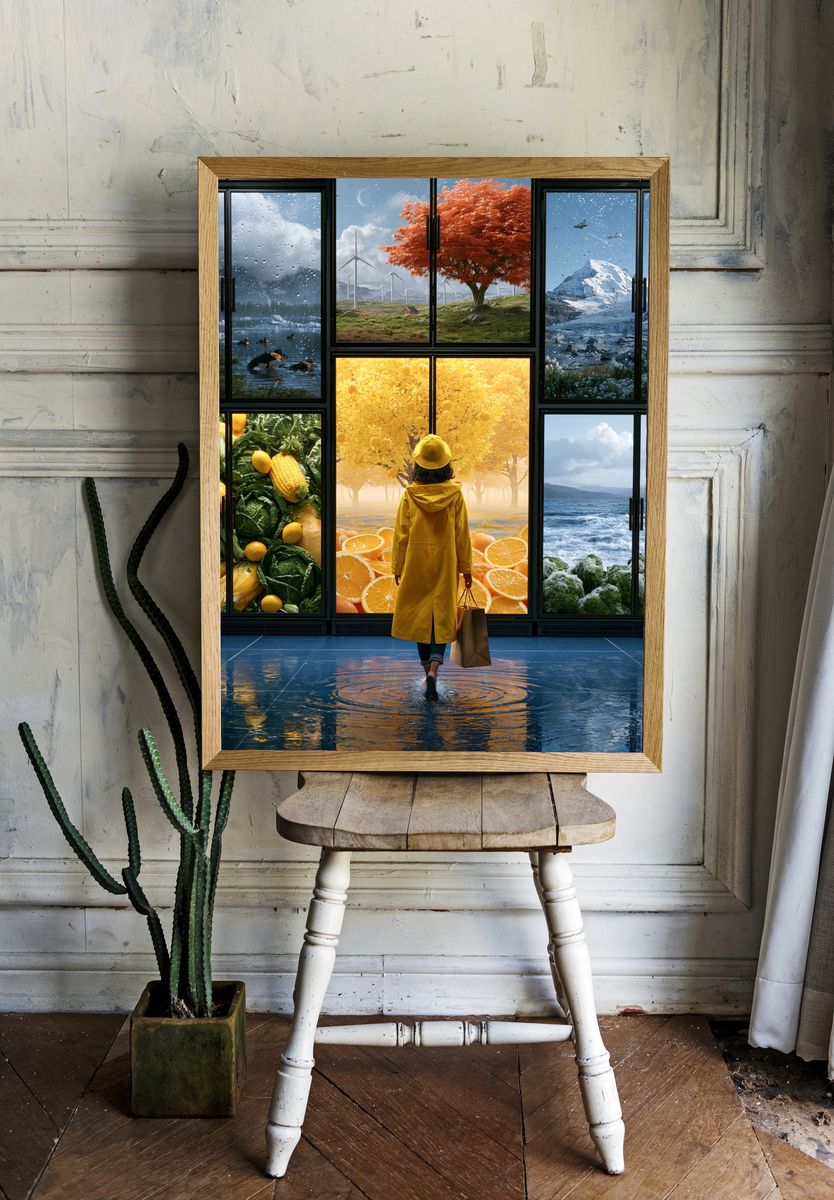 Surreal Seasonal Window Poster. room preview