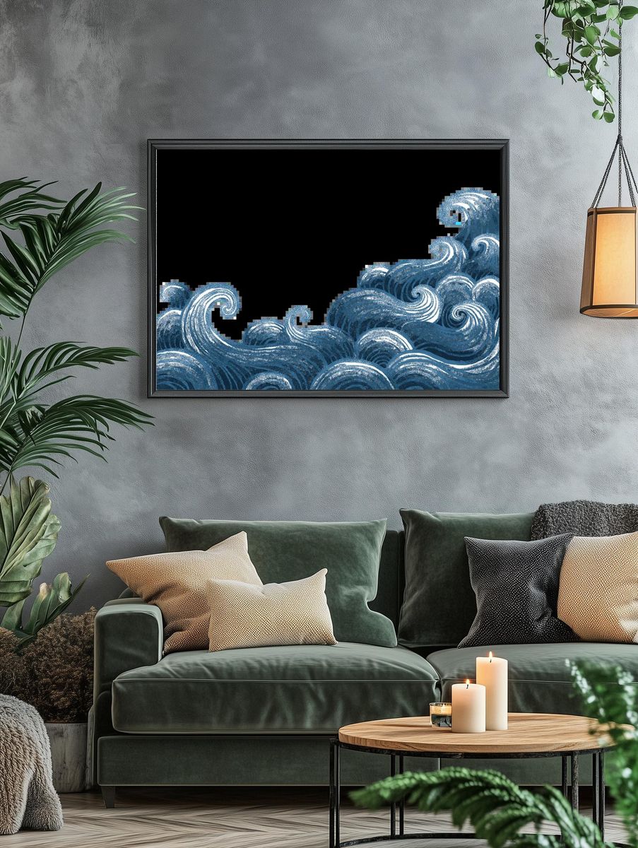 Psychedelic Wolf Illustration Poster. — room view 4