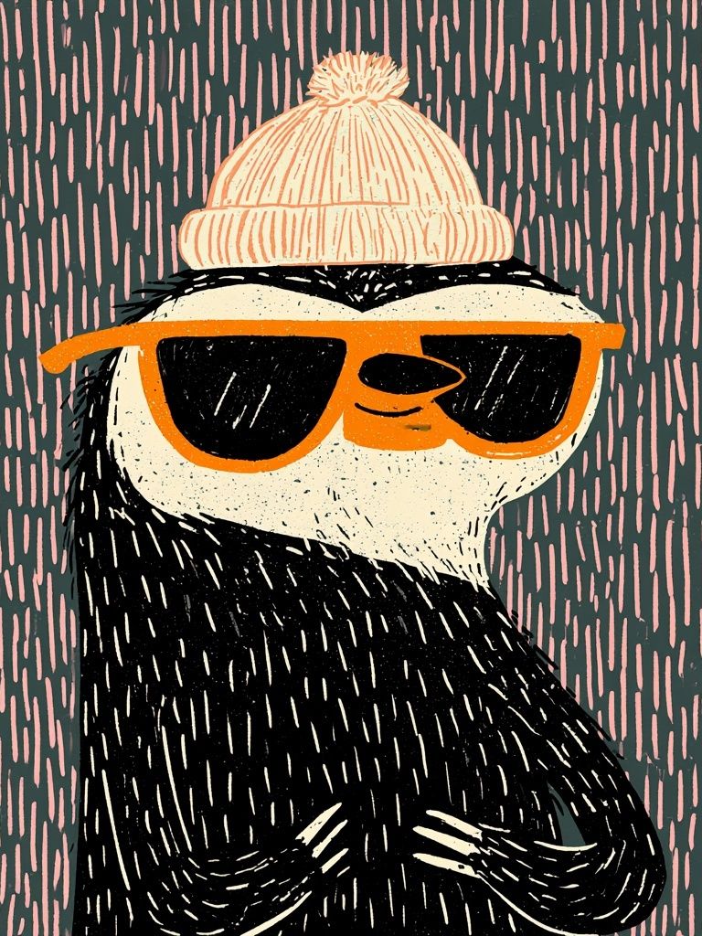 Cool Penguin Illustration Poster. poster — illustration art