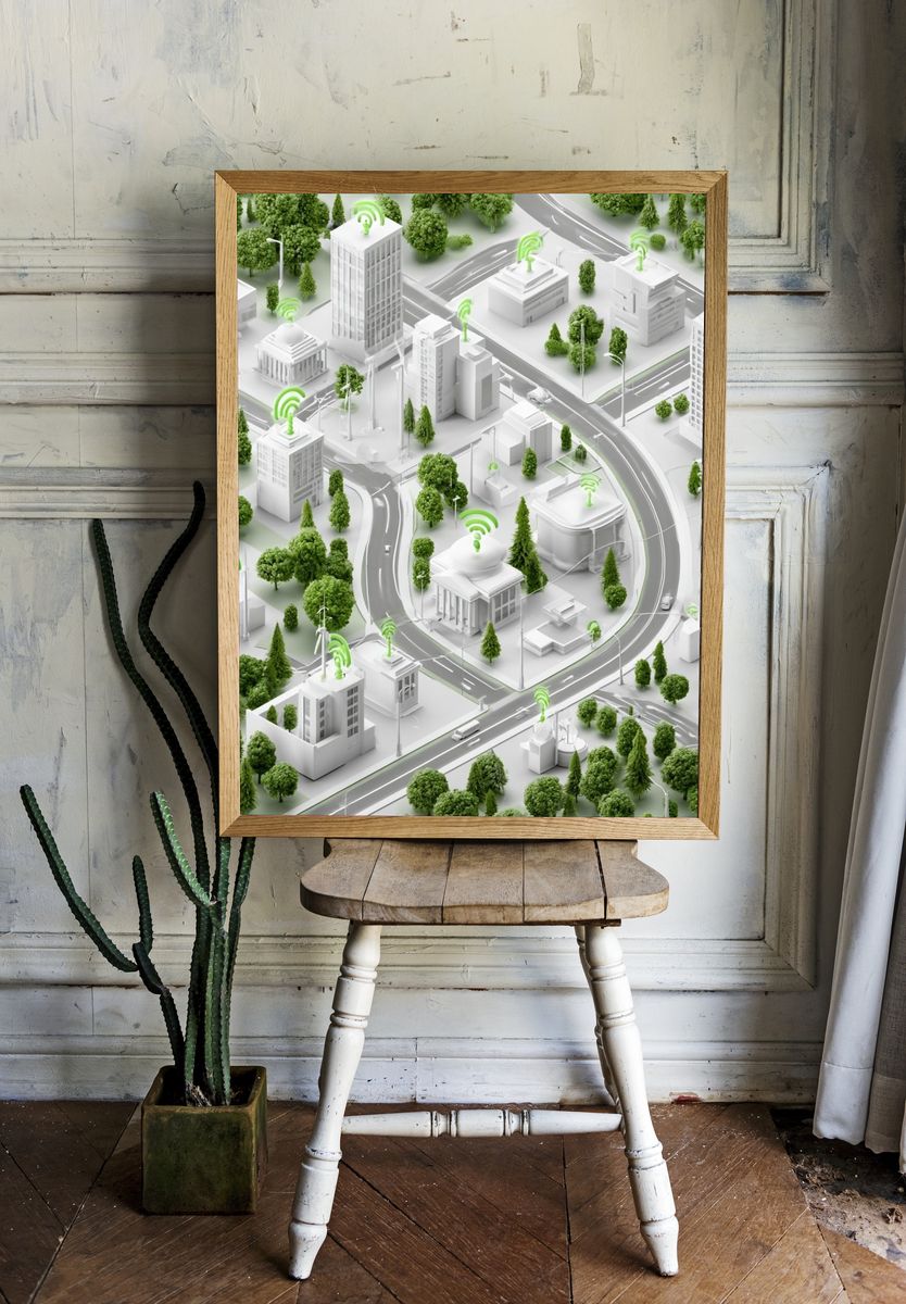 Smart Green City Illustration Poster. room preview