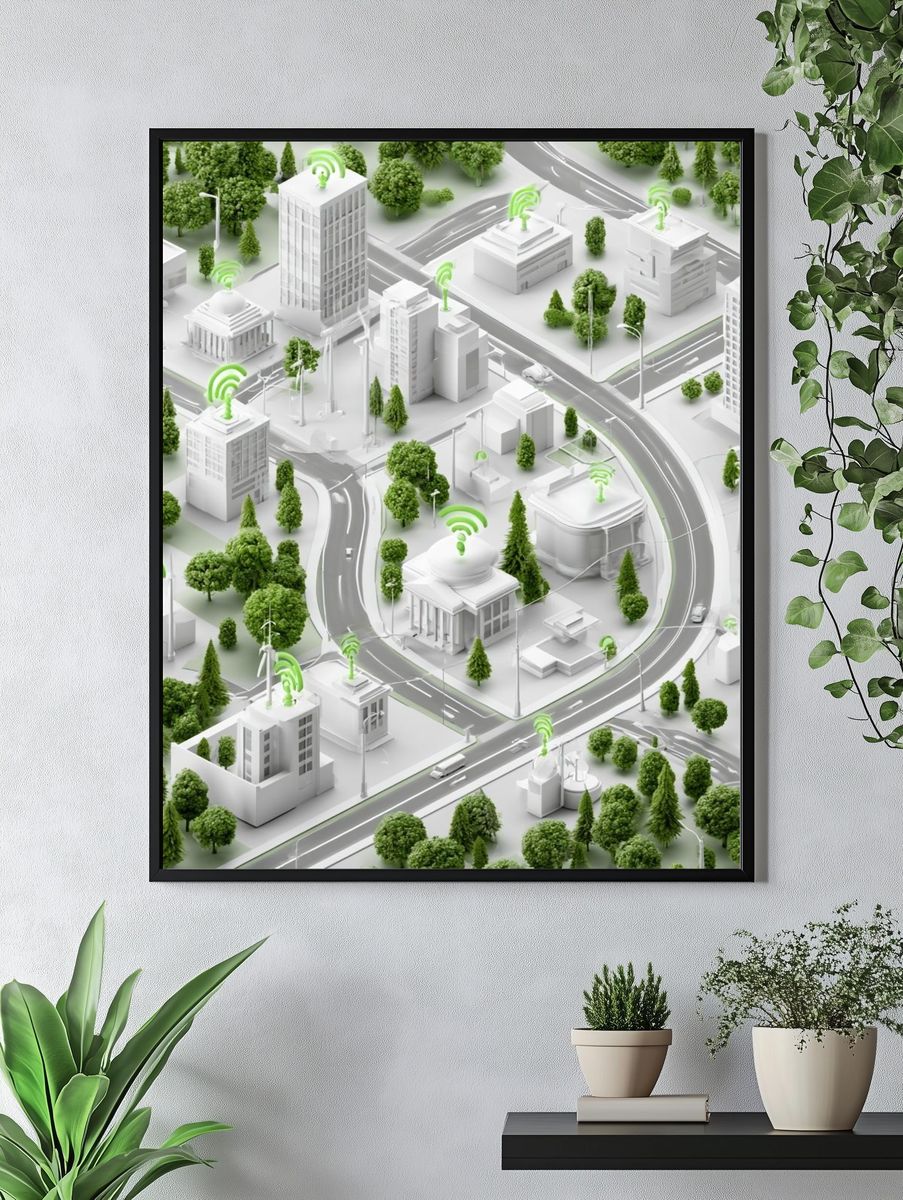 Smart Green City Illustration Poster. — room view 4