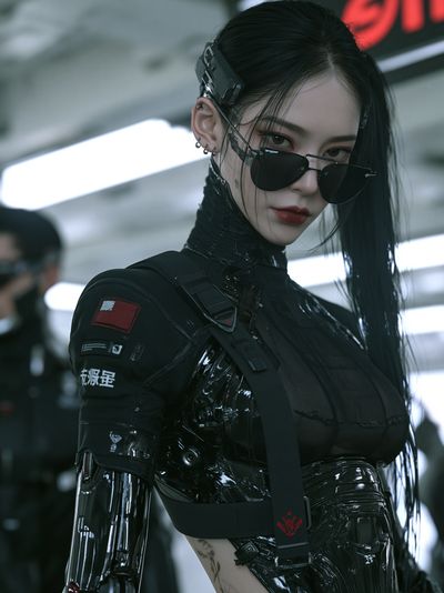 Cyberpunk Woman Portrait Print. poster