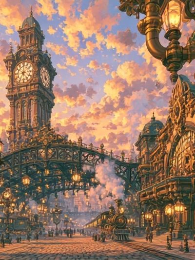 Steampunk City Clocktower Poster. poster