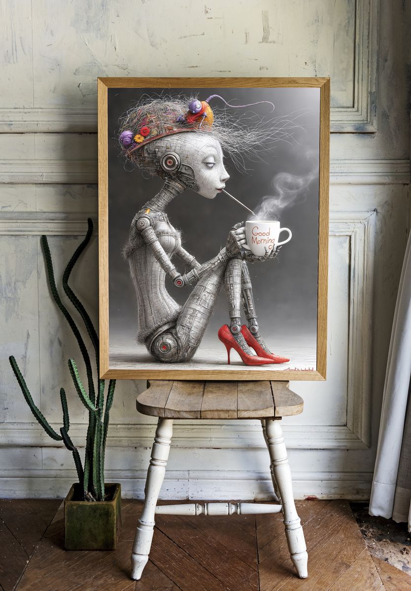 Good Morning Robot Woman Print. — room view 1