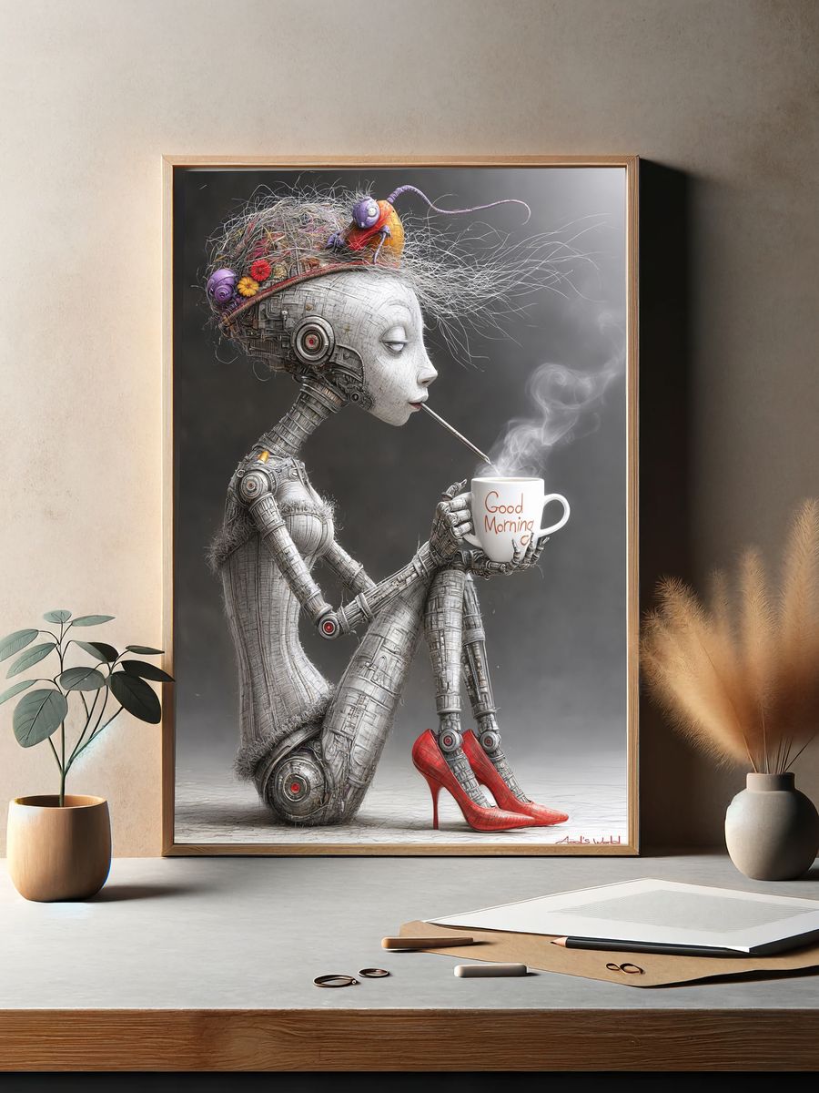 Good Morning Robot Woman Print. — room view 2