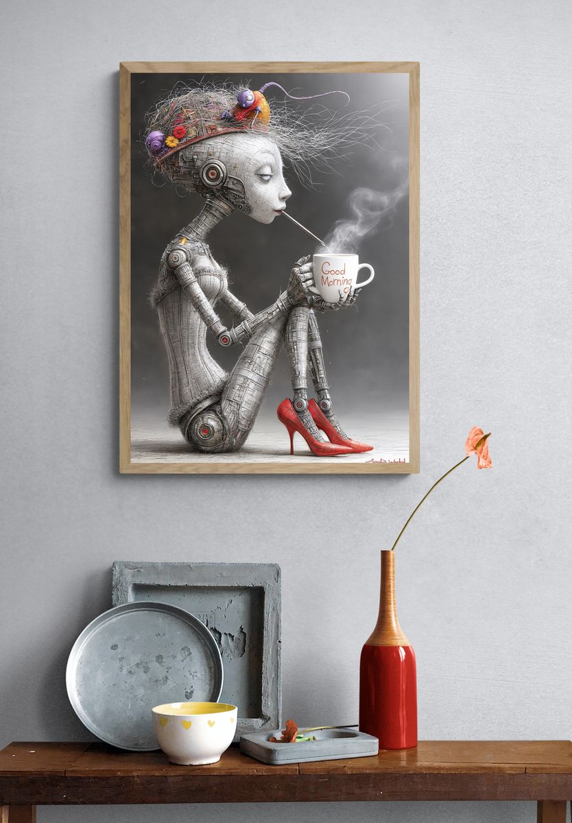 Good Morning Robot Woman Print. — room view 3