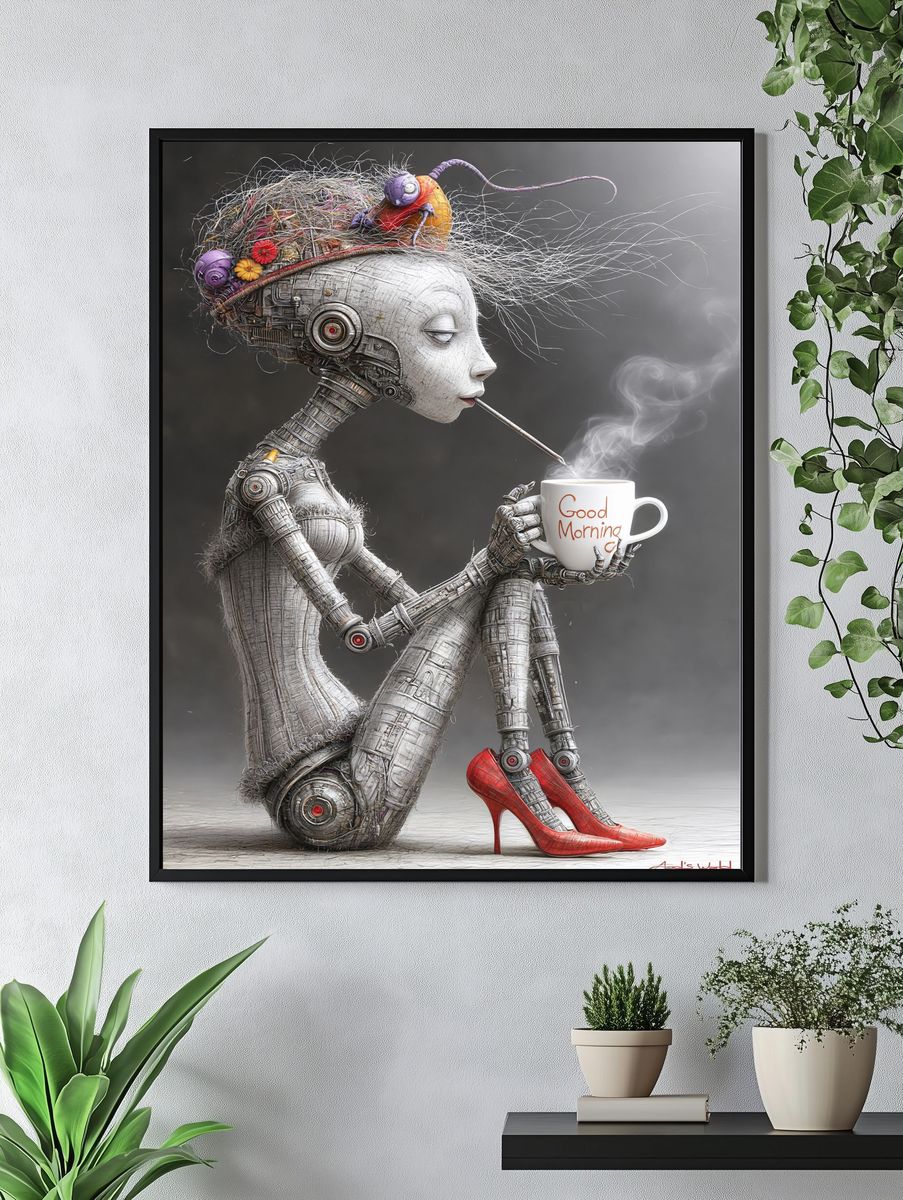 Good Morning Robot Woman Print. — room view 4
