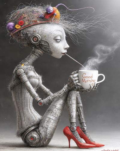 Good Morning Robot Woman Print.