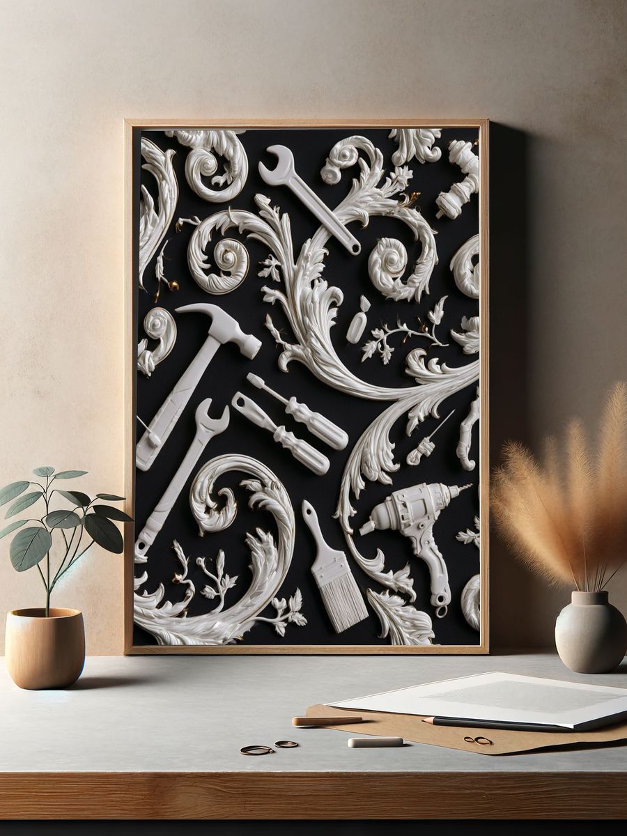 Baroque Tools Still Life Poster. — room view 2