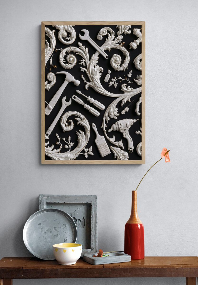 Baroque Tools Still Life Poster. — room view 3