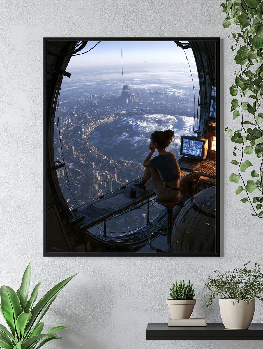 Orbital City View Sci-Fi Poster. — room view 4