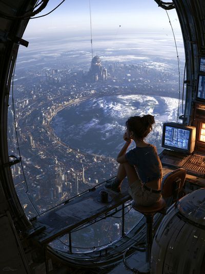 Orbital City View Sci-Fi Poster. poster