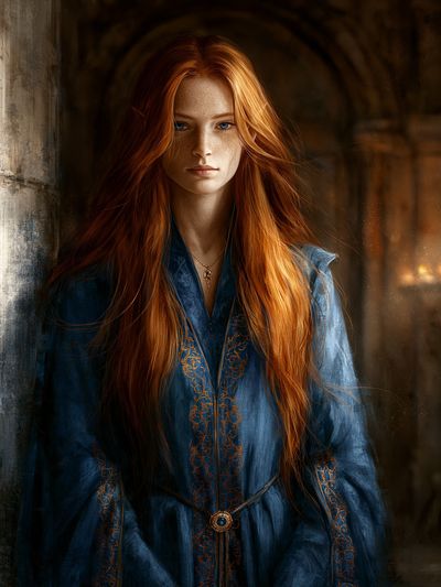 Red-Haired Fantasy Portrait Print.