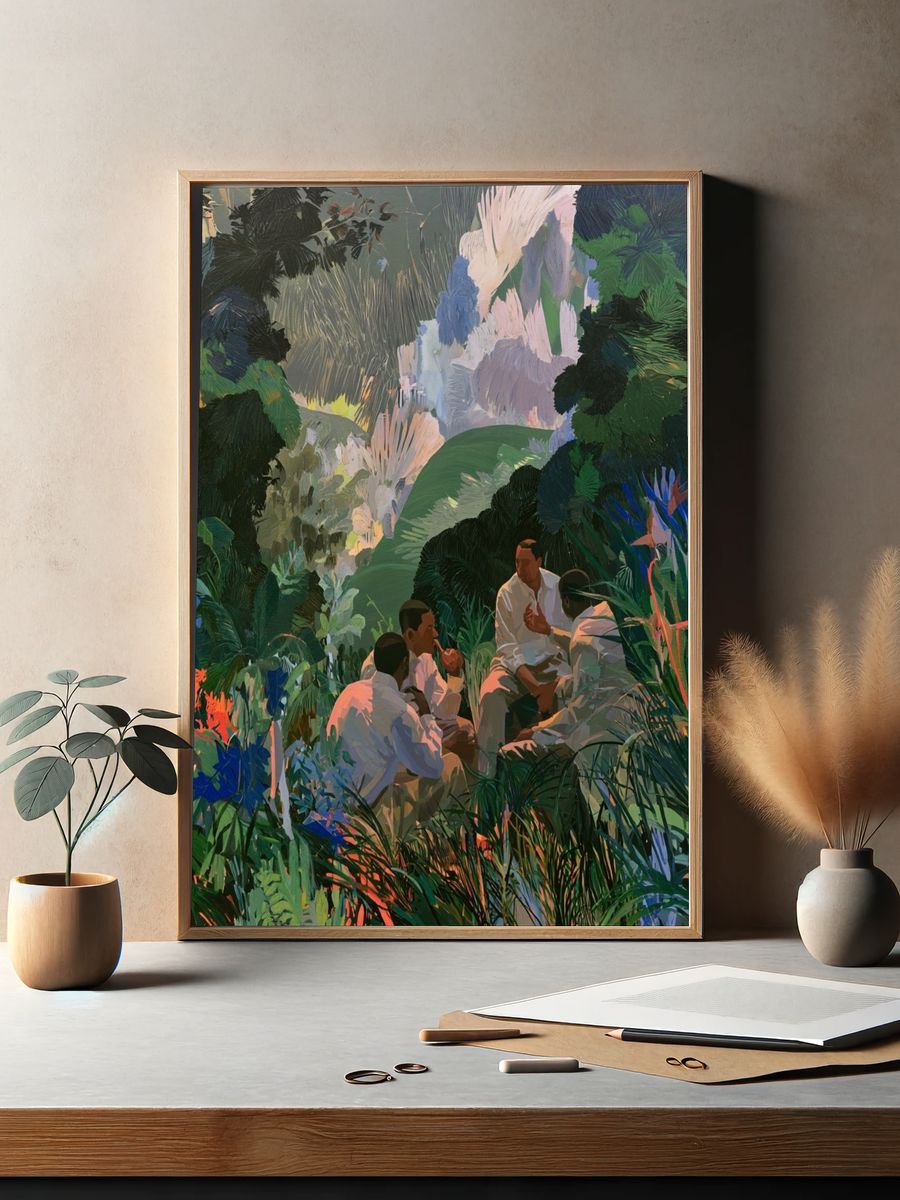 Tropical Garden Gathering Illustration Poster. — room view 2