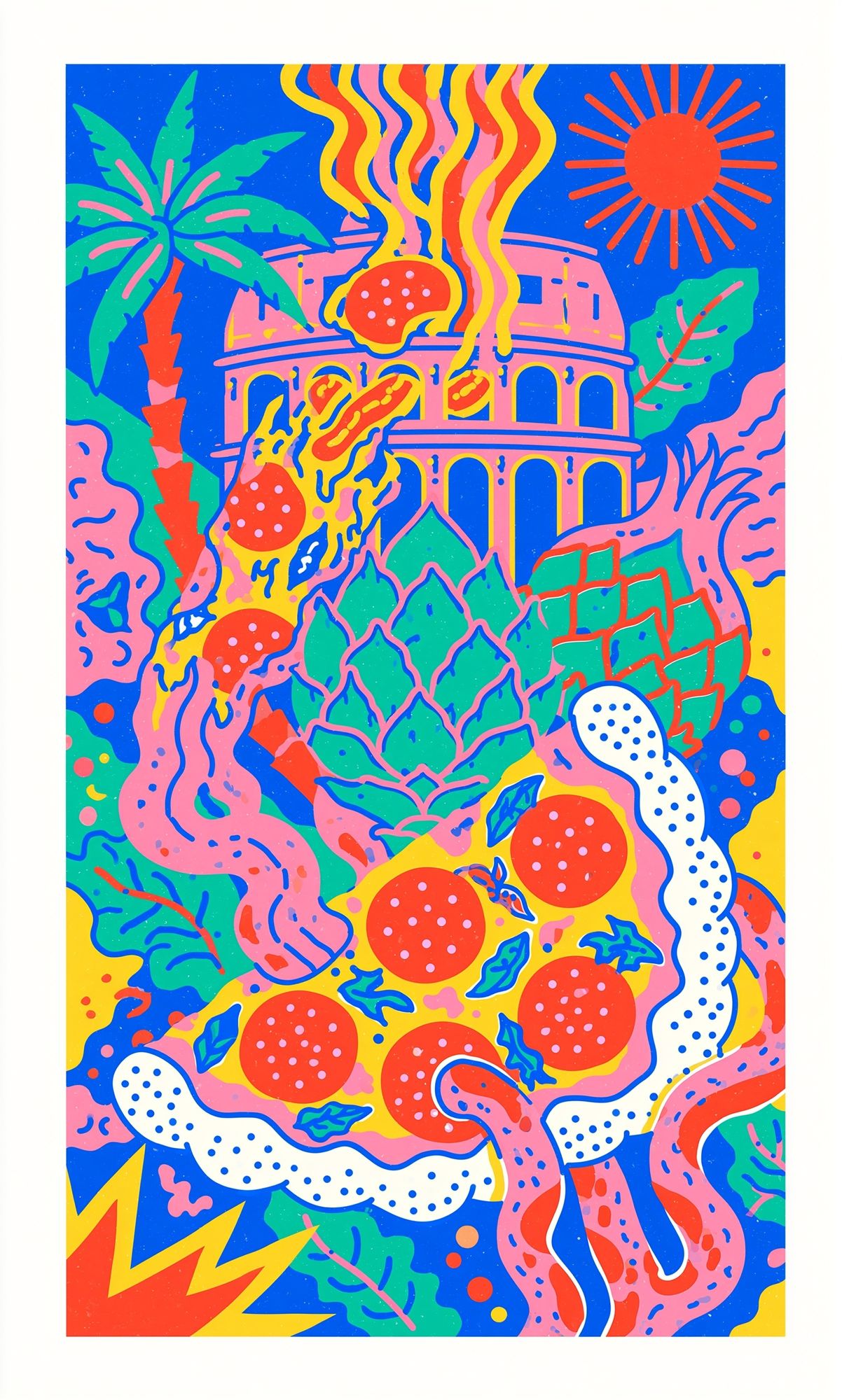 Tropical Pop Art Collage Poster. poster — illustration art