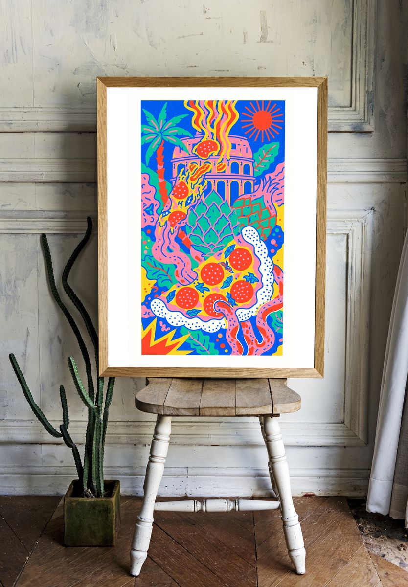 Tropical Pop Art Collage Poster. room preview