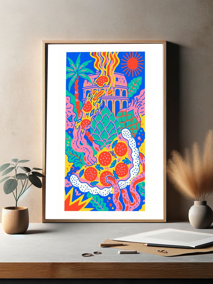 Tropical Pop Art Collage Poster. — room view 2