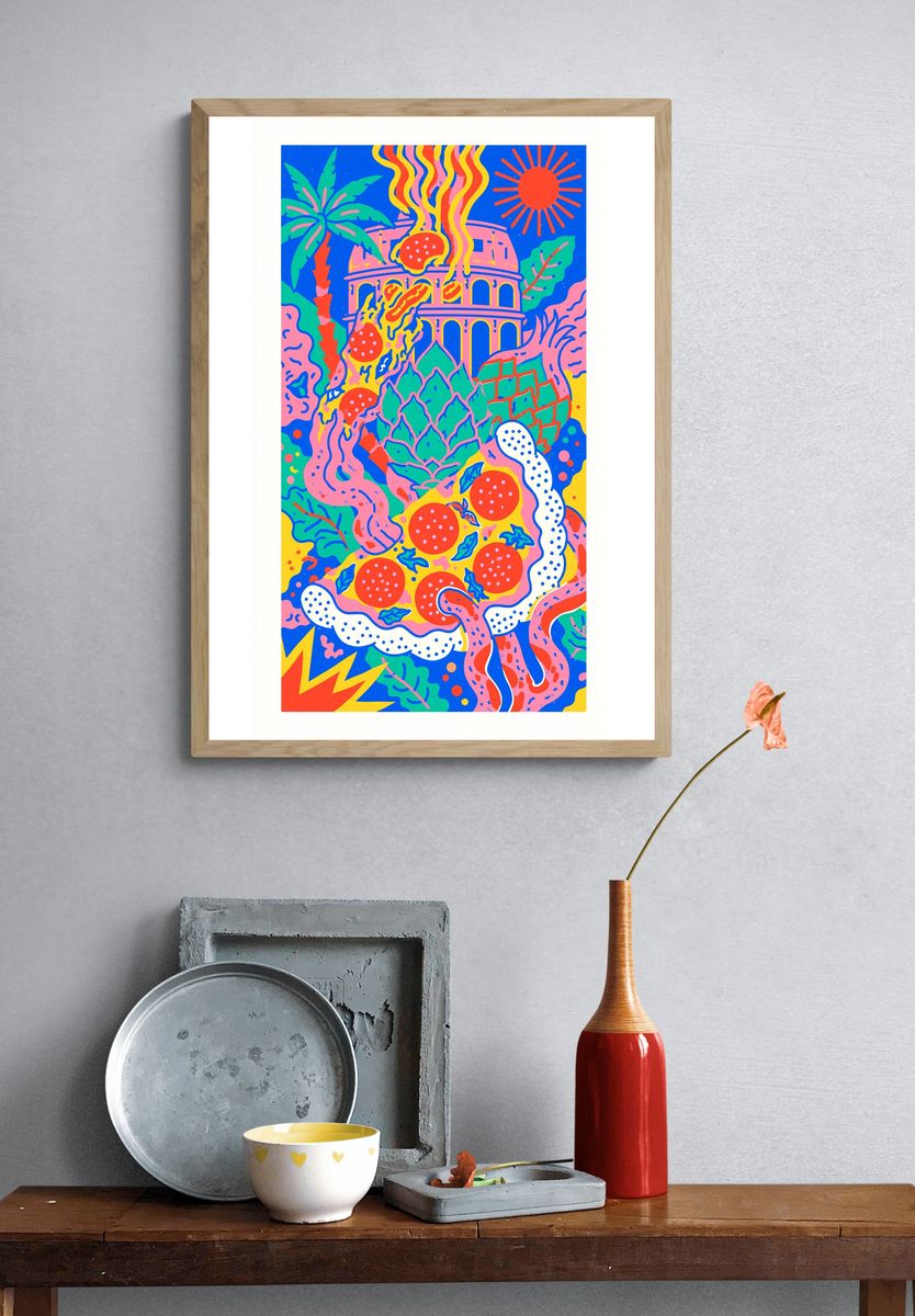 Tropical Pop Art Collage Poster. — room view 3
