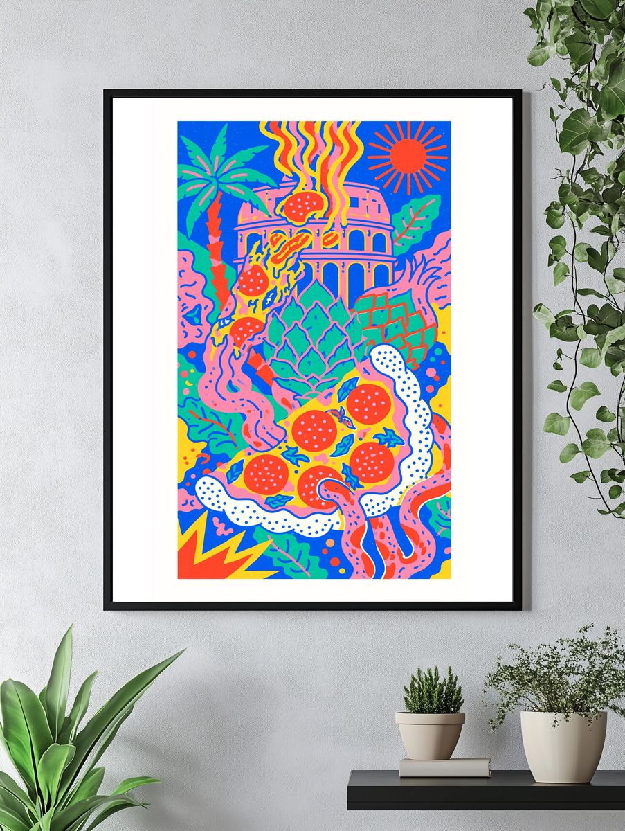 Tropical Pop Art Collage Poster. — room view 4