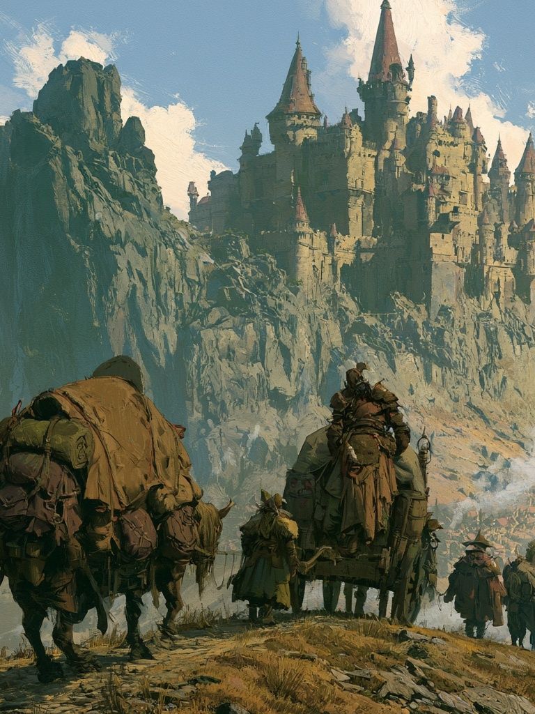 Fantasy Castle Caravan Illustration Poster. poster detail