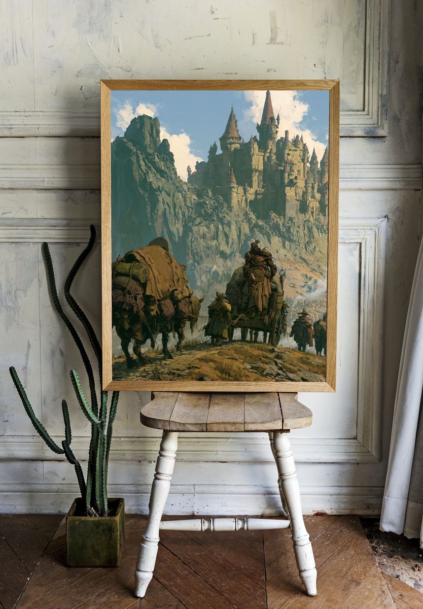 Fantasy Castle Caravan Illustration Poster. — room view 1