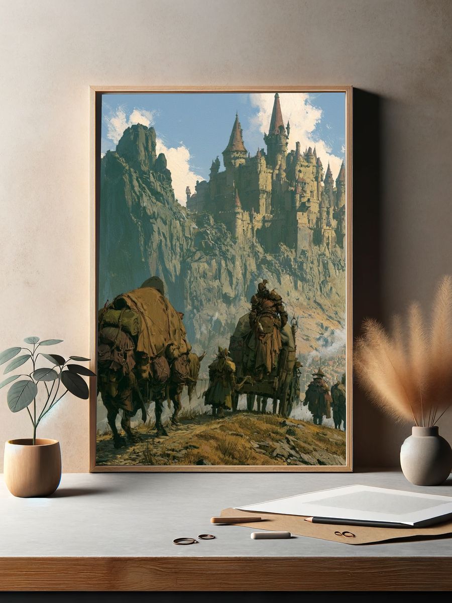 Fantasy Castle Caravan Illustration Poster. — room view 2