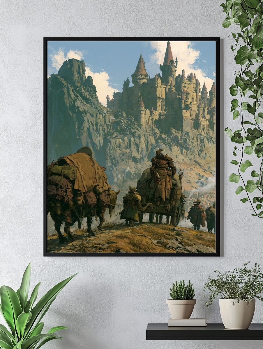 Fantasy Castle Caravan Illustration Poster. — room view 4