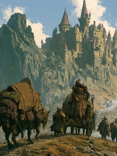 Fantasy Castle Caravan Illustration Poster.