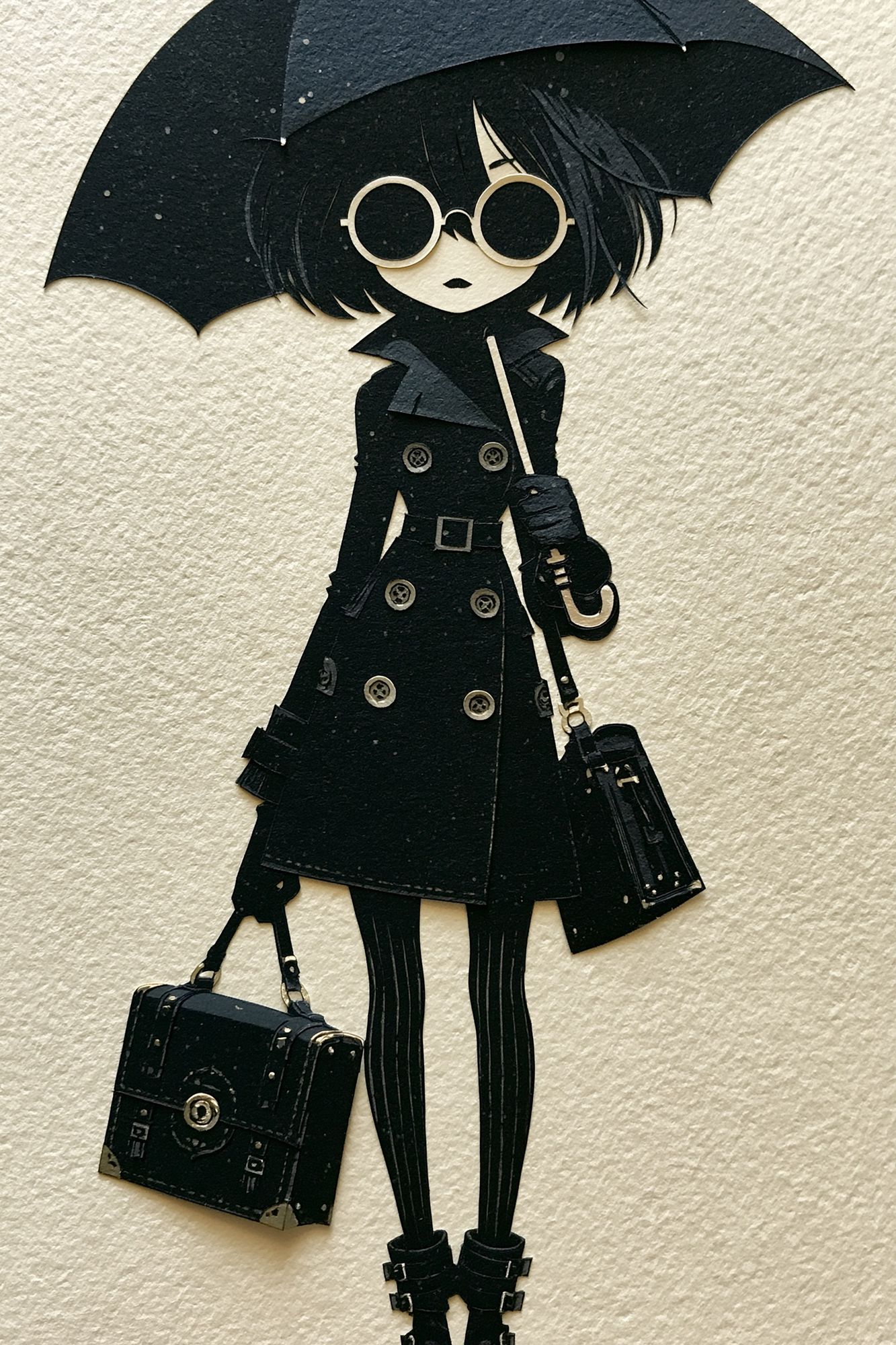 Gothic Girl with Umbrella Illustration Poster. poster detail