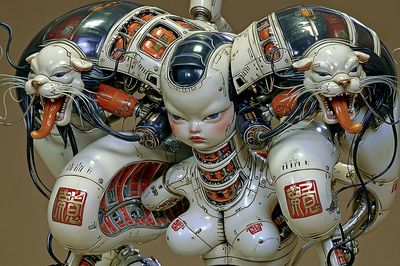 Cybernetic Cat Warrior Print. poster