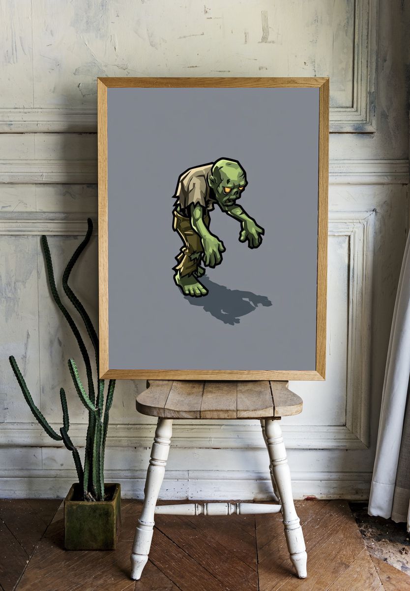 Zombie Creature Illustration Poster. room preview