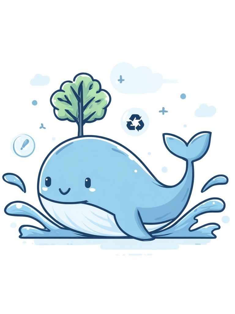 Cute Eco Whale Illustration Poster. poster detail