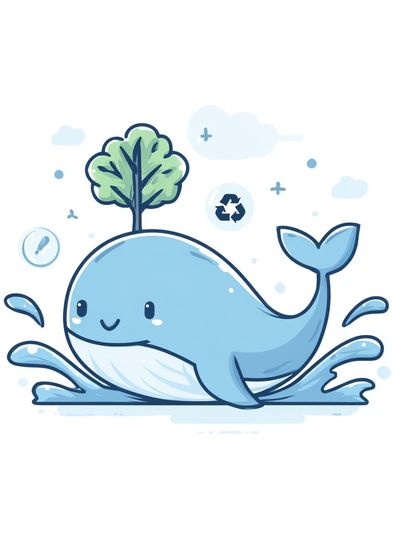 Cute Eco Whale Illustration Poster. poster
