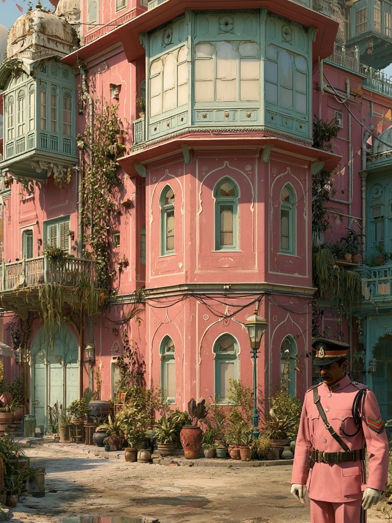 Pastel Palace Street — Illustration Print. poster — illustration art