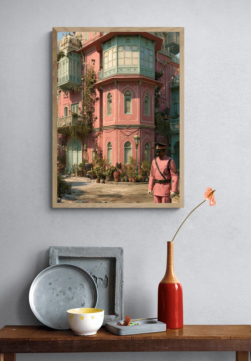 Pastel Palace Street — Illustration Print. — room view 3