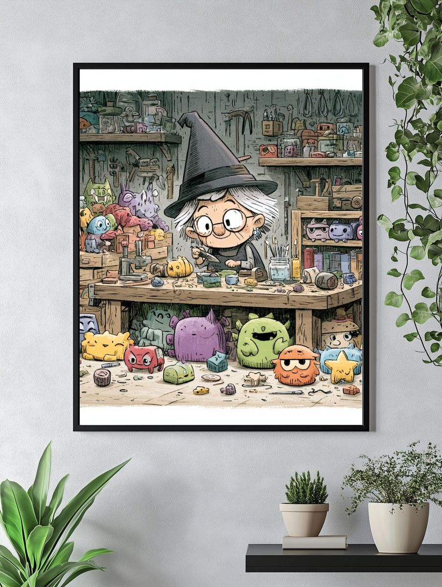 Witch Workshop Illustration Poster. — room view 4