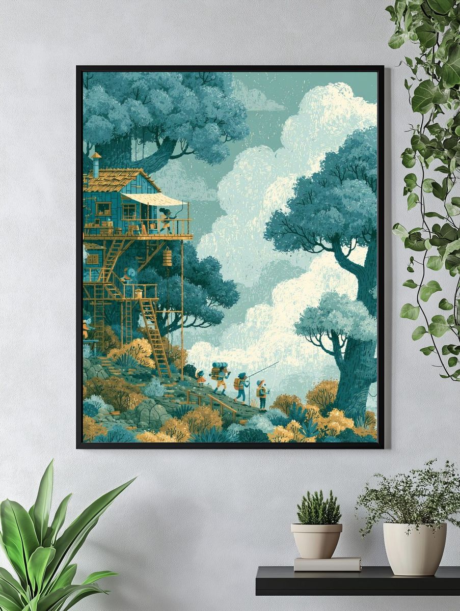 Treehouse Adventure Illustration Poster. — room view 4