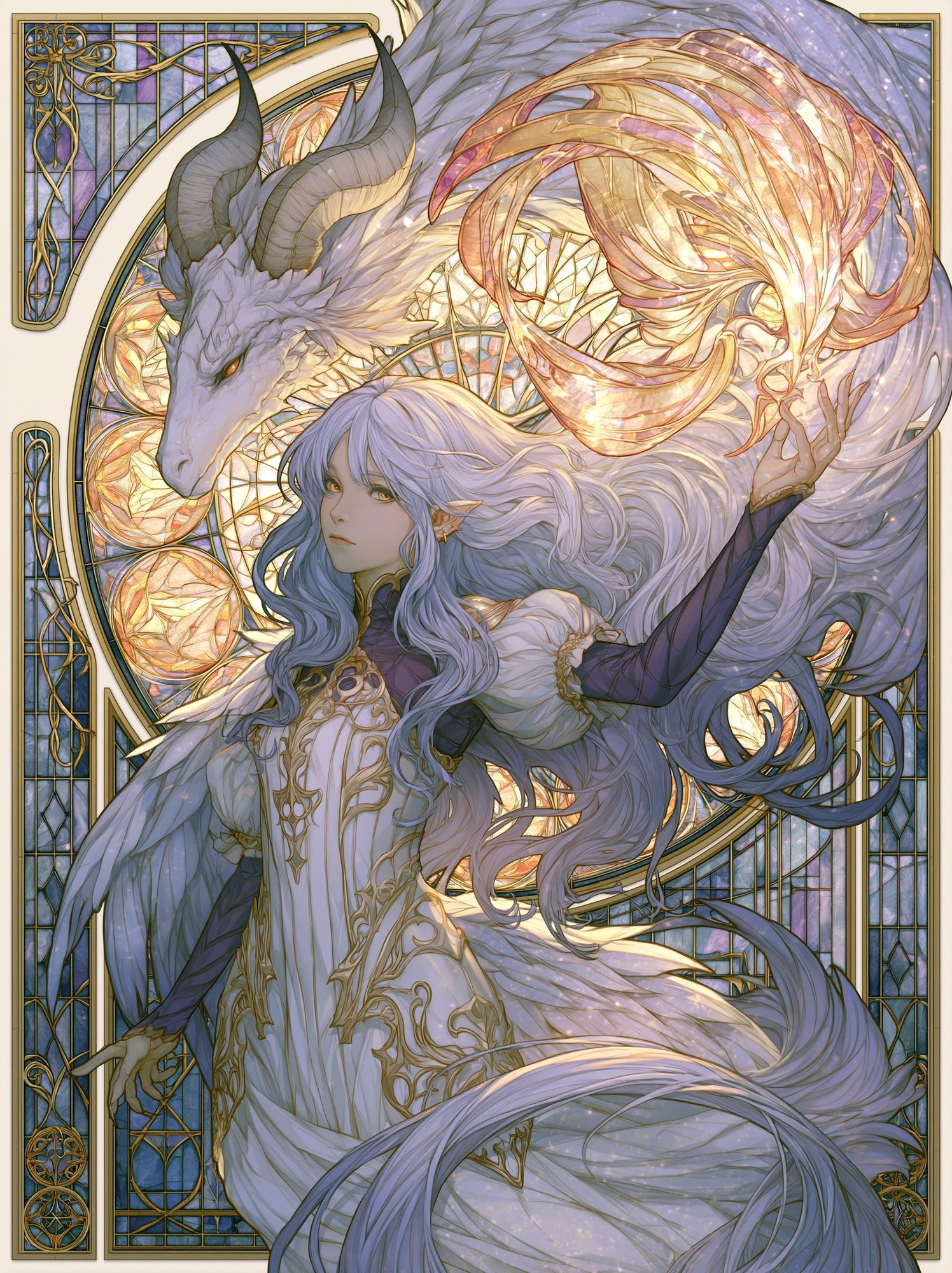 Celestial Dragon Maiden Illustration Poster. poster — illustration art