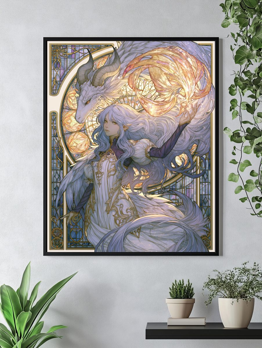 Celestial Dragon Maiden Illustration Poster. — room view 4