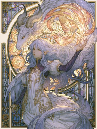Celestial Dragon Maiden Illustration Poster.