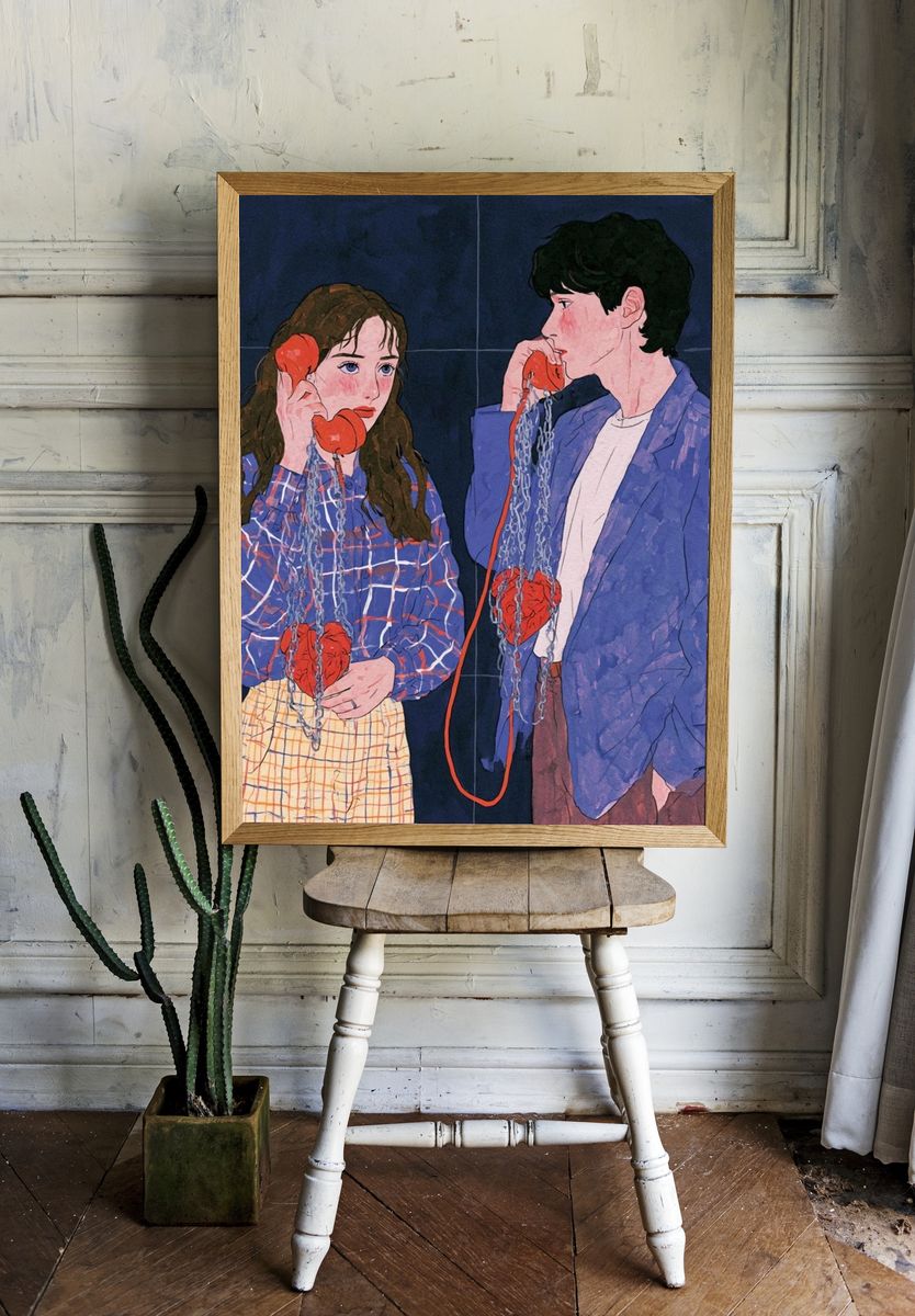 Connected Hearts Illustration Poster. room preview