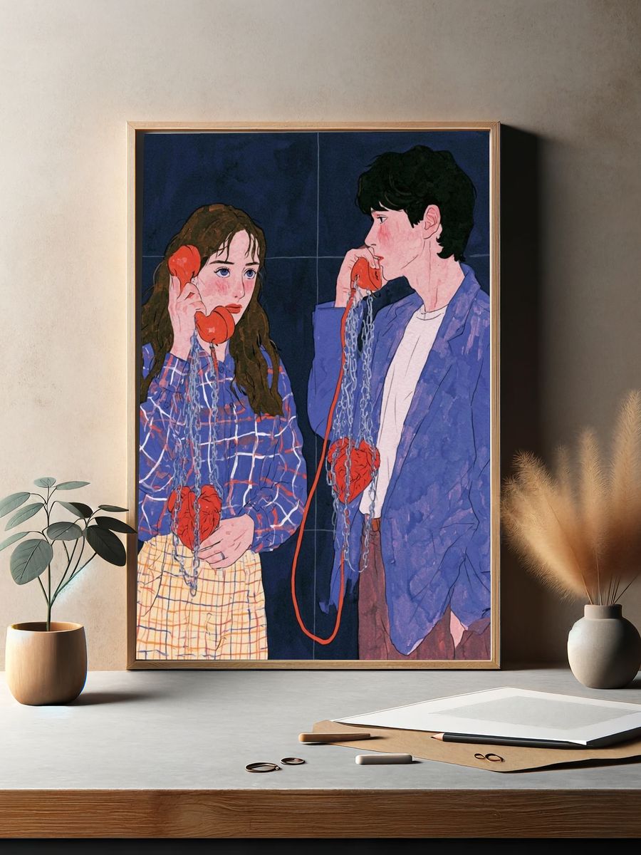 Connected Hearts Illustration Poster. — room view 2