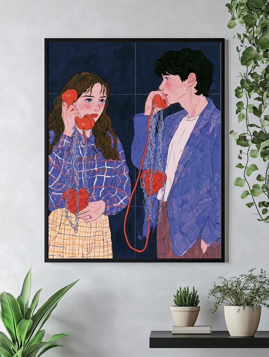 Connected Hearts Illustration Poster. — room view 4