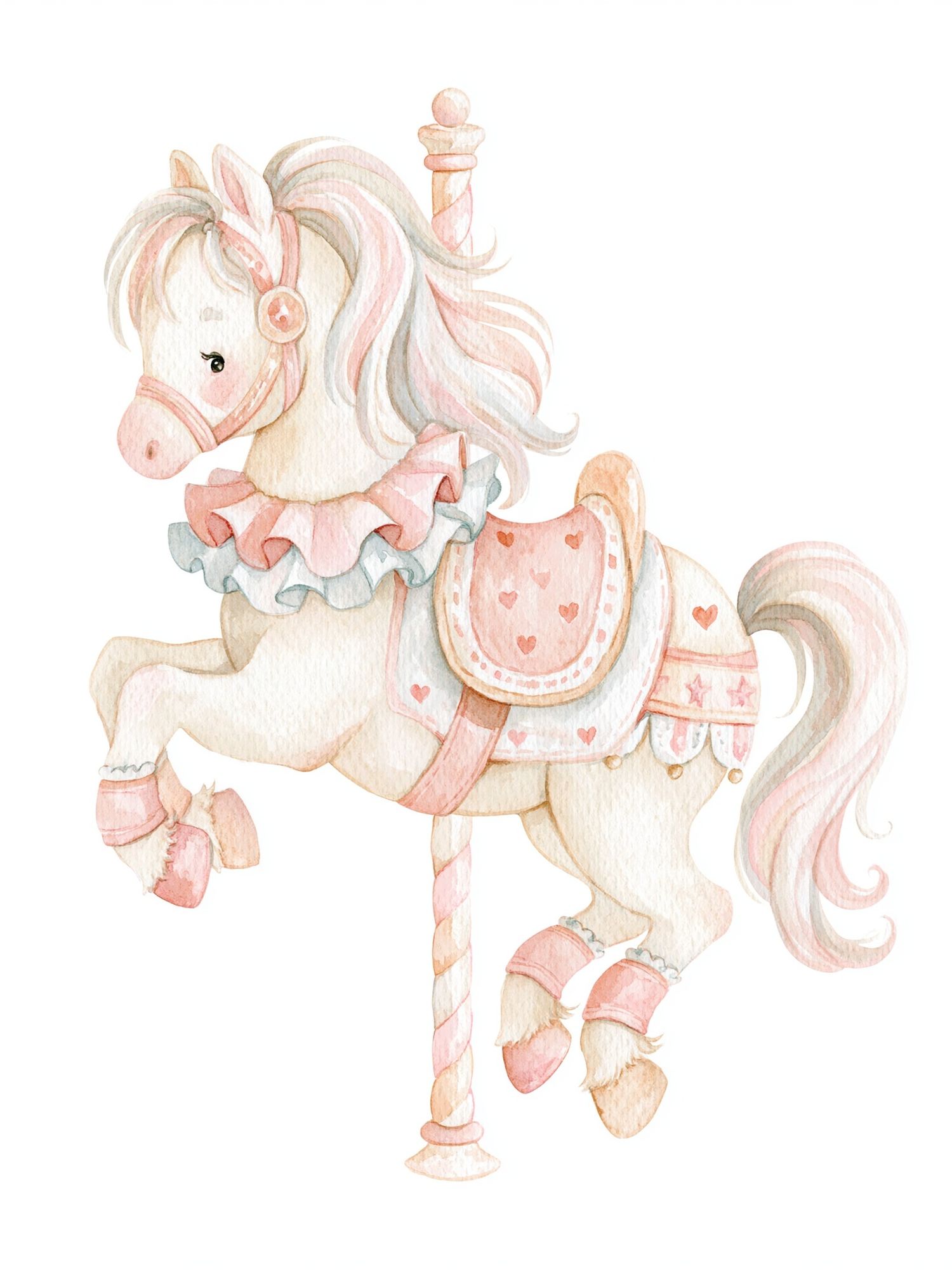 Pastel Carousel Horse Illustration Poster. poster detail