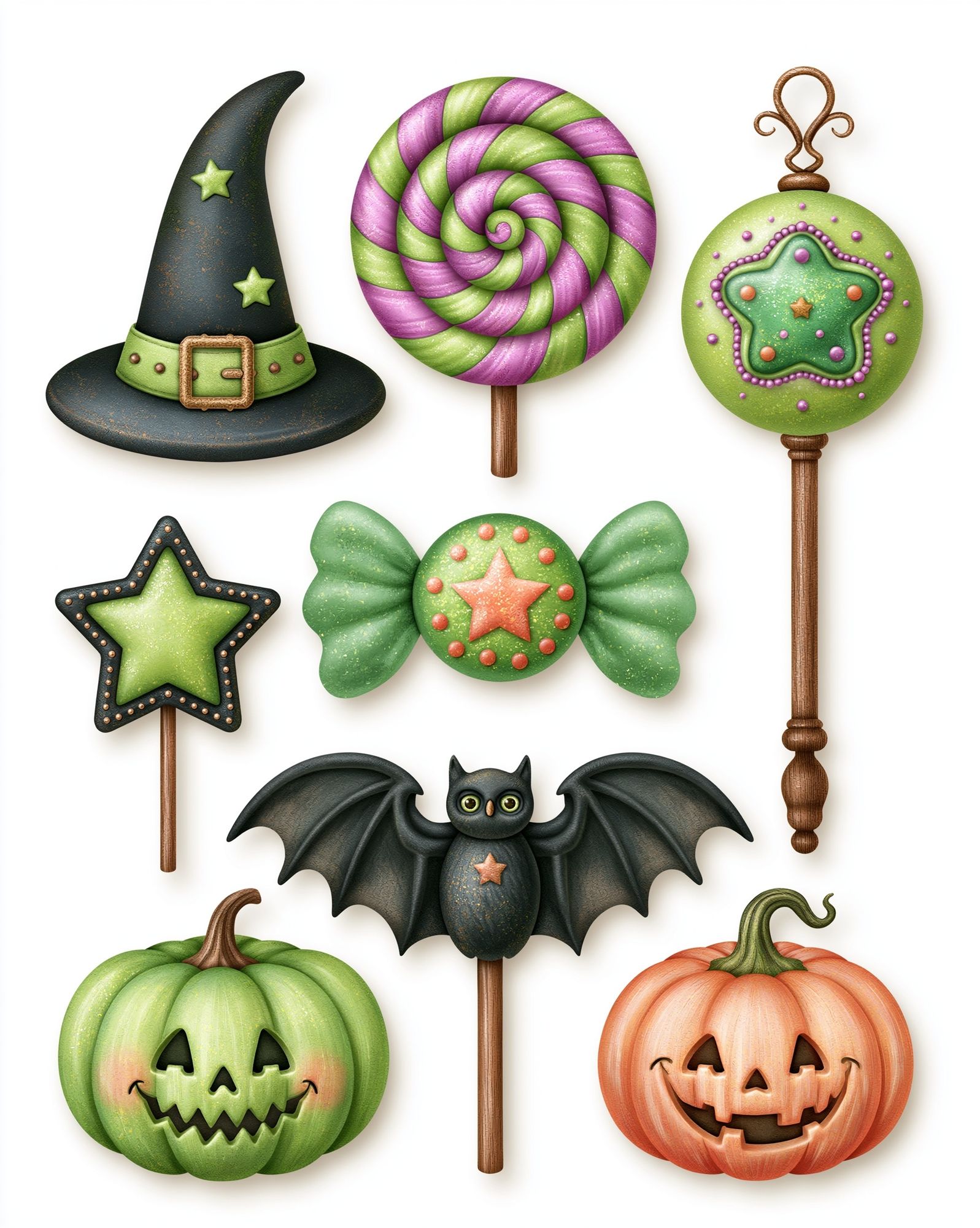 Halloween Candy Lollipops Illustration Poster. poster — illustration art