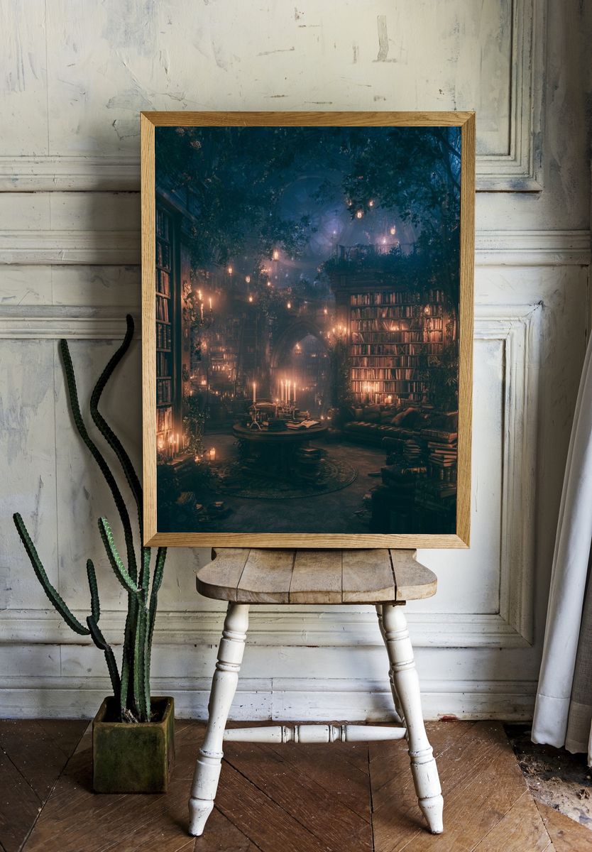 Enchanted Library — Fantasy Print. room preview