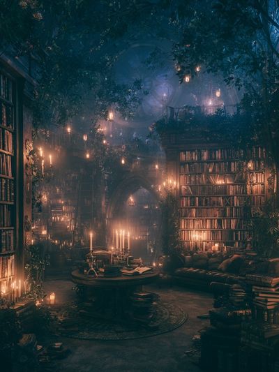 Enchanted Library — Fantasy Print.
