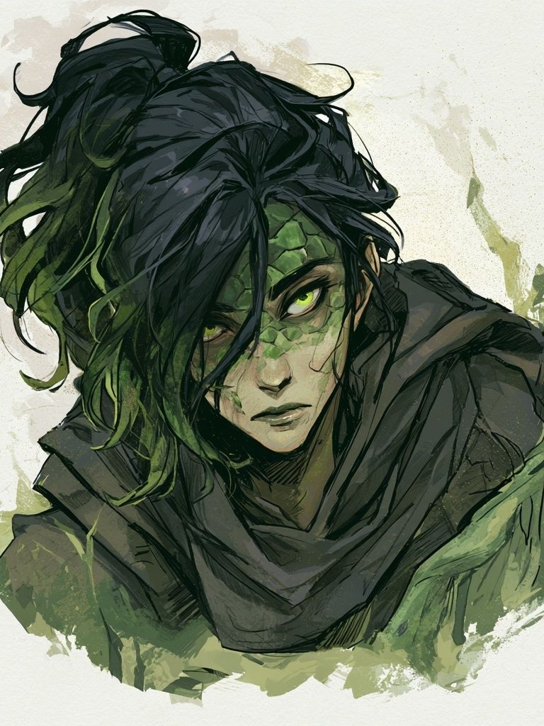 Green-Haired Character Illustration Poster. poster detail